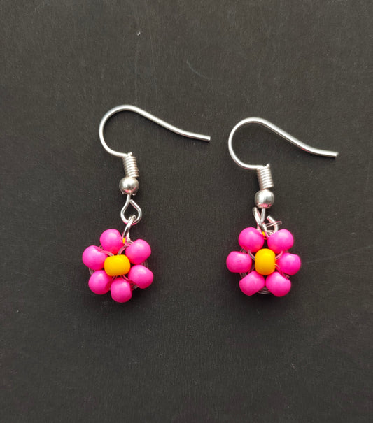 Pink daisy seed beads